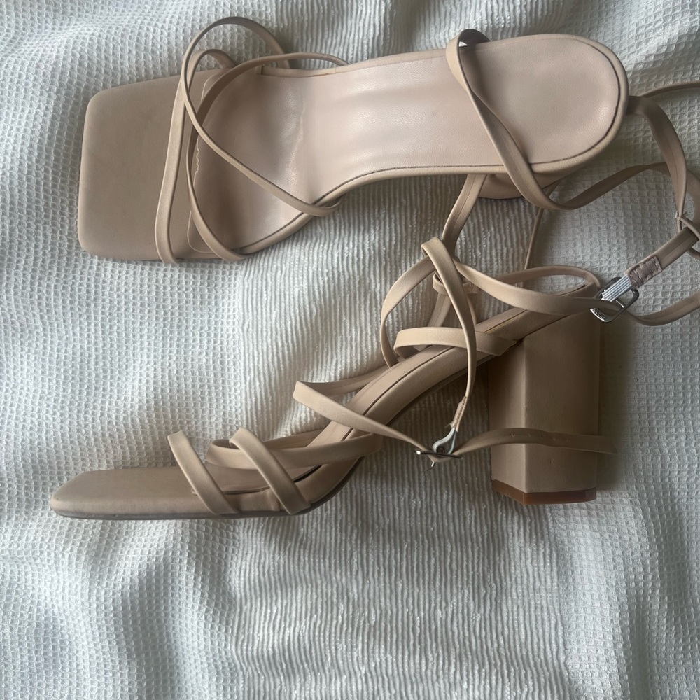 Elegant Beige Strappy Heels